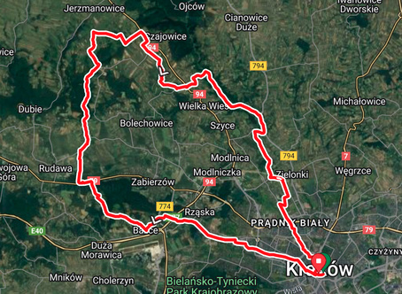 Klasyk Dolin Jurajskich Mapa Mapa GPS trasy szosowej przez Dolinki Podkrakowskie Mapa GPS trasy kolarstwa szosowego prowadzącej przez Dolinki Podkrakowskie w okolicach Krakowa.