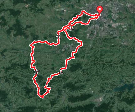 Mapa przewyższeń trasy szosowej do Lanckorony.